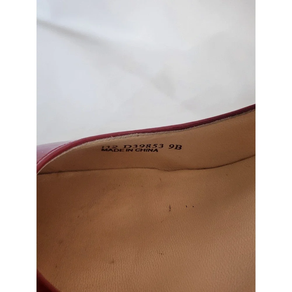 Cole Haan Red Patent Leather Pumps Size 9B Rounded Toe Stacked Heel Dress Shoes